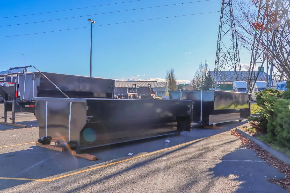 Roll-off dumpster ready for waste disposal at job site for 2 Yard Dumpster Rental in Markham